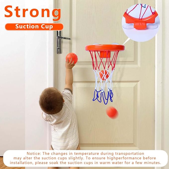 OBTANIM Bathtub Fun Basketball Hoop Balls Set Bathroom Shooting Game Toy for Toddler Kids Children Baby Bath Tub