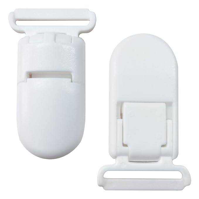 50pack 20mmRibbon Pacifier Plastic Suspender Clips for DIY Teething Toys Baby Blankets Dummy Bib Leash, White