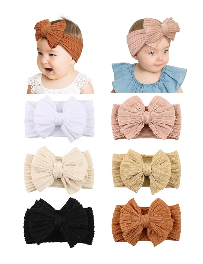 Rust Baby Headbands with Bows, Cute Headband Bow for Baby Girls Infant Head Wraps Newborn Toddler Bonnet Unisex Gifts(03H-06)