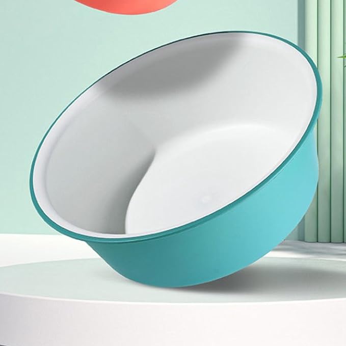 FTVOGUE Thickened Plastic Wash Basin Multipurpose Washtub for Face Clothes Feet with Rounded Bottom Color Clashing Design (29.7x10.2cm)