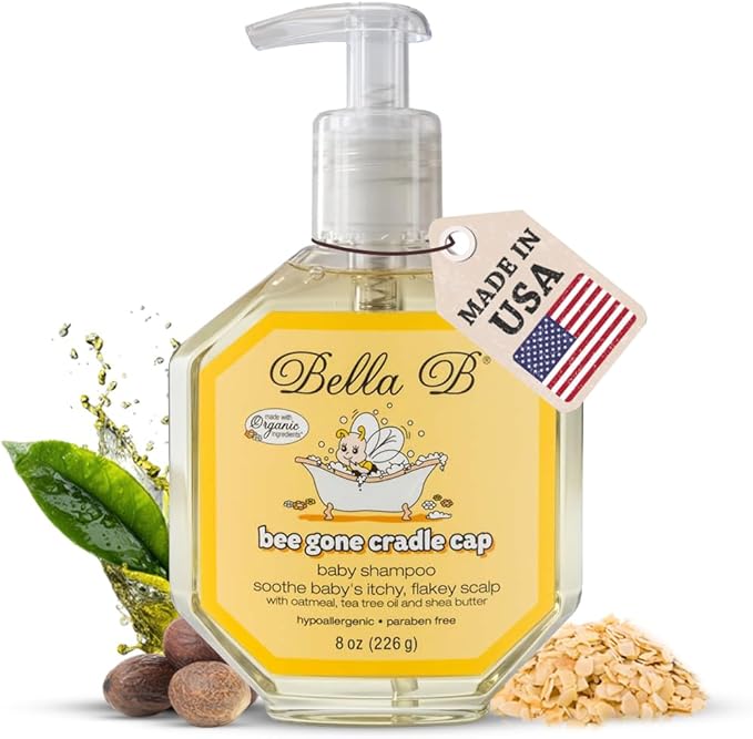 BELLA B Bee Gone Cradle Cap Baby Shampoo Treatment, 8 oz, Organic Natural Dry Scalp Shampoo For Babies