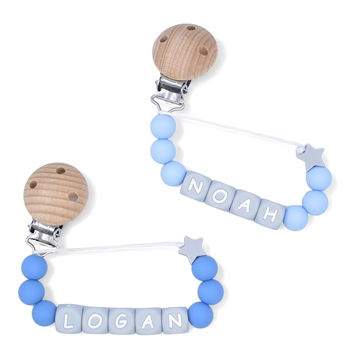 Personalized Silicone Pacifier Clip with Name Custom Name Stroller Clip Holder for Girls Boys