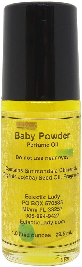 Eclectic Lady Baby Powder Perfume Oil, 1.0 fl oz, Portable Roll-On Fragrance with Long-Lasting Scent, Delightful Essential Oils and Jojoba Oil For Daily Use