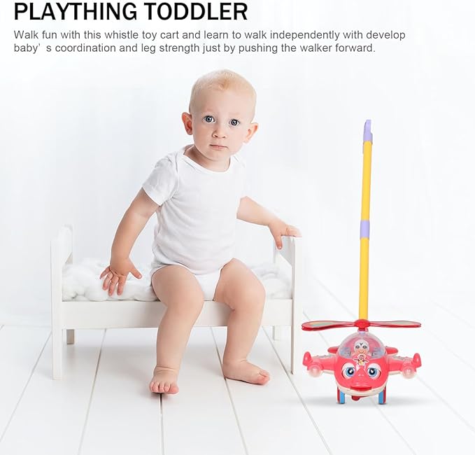 Abaodam Push Walker with Whistle Lightweight Activity Center for Montessori Inspired Grocery Cart for Boys Easy Control for Early Walking