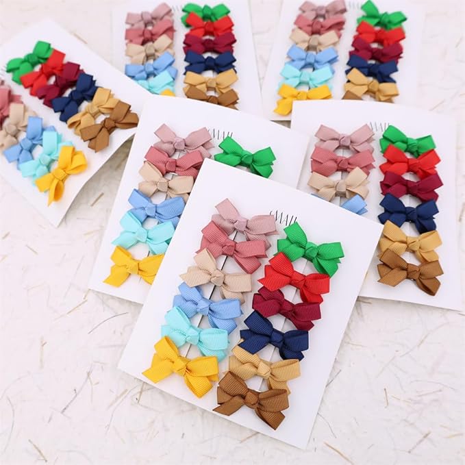 12 PCS Baby Bow Bangs Hair Clips Tiny Snap Clip for Infant Toddler Girl Mini Grosgrain Ribbon Hair Bow Barrettes Girls Hair Accessories (1.75" jojo bow Popular 12 colors)
