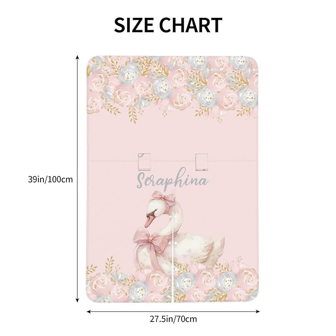 Custom Baby Name Nursing Cover Floral Swan – Personalized Car Seat Canopy, Stroller Cover, Baby Minky Blanket, Privacy Breastfeeding Cover, Soft Breathable Infant Shower Gift