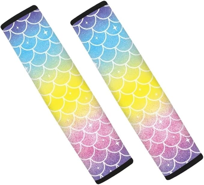 Colored Scales Car Seat Belt Cover Car Seat Belt Shoulder Pads Seatbelt Protector Set of 2 Universal Fit for Adults Car Interior Decor