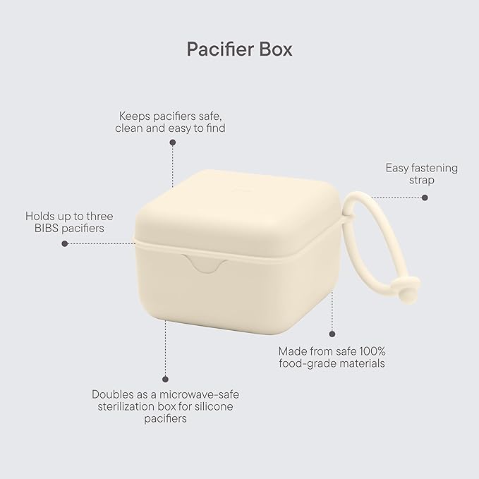 BIBS Liberty Pacifier Box with Strap. Soother Holder and Steriliser case. 100% BPA Free Food-Grade Material - Bobo Petrol