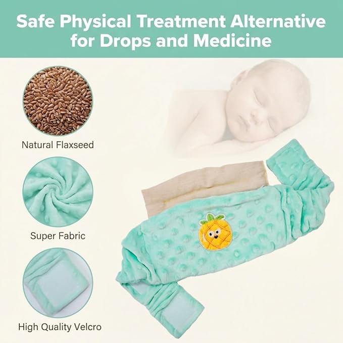 Colic and Gas Relief for Newborns and Infants, Flaxseed Heated Tummy Wrap, Microwaveable Baby Swaddling Belt with Warmth, Natural Relief for Upset Stomach in Babies and Toddlers(Green)
