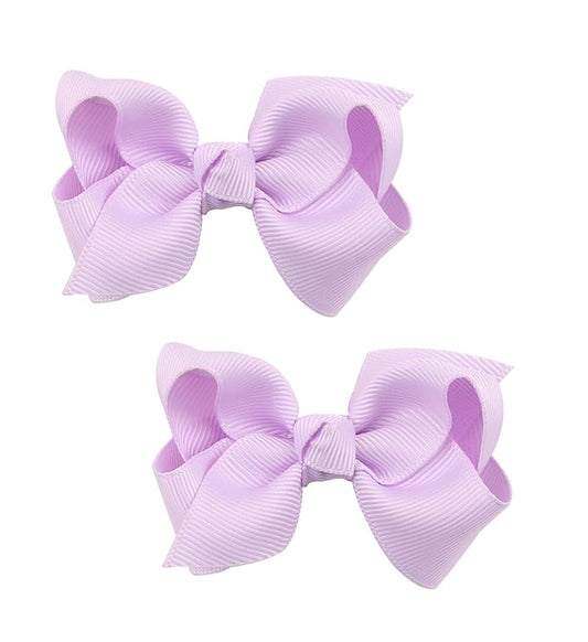 Baby Girl's 2Pcs Cute 3 Inch Pure Color Bow-knot Hair Clip for Photography Travel Daily Life (Lavender)