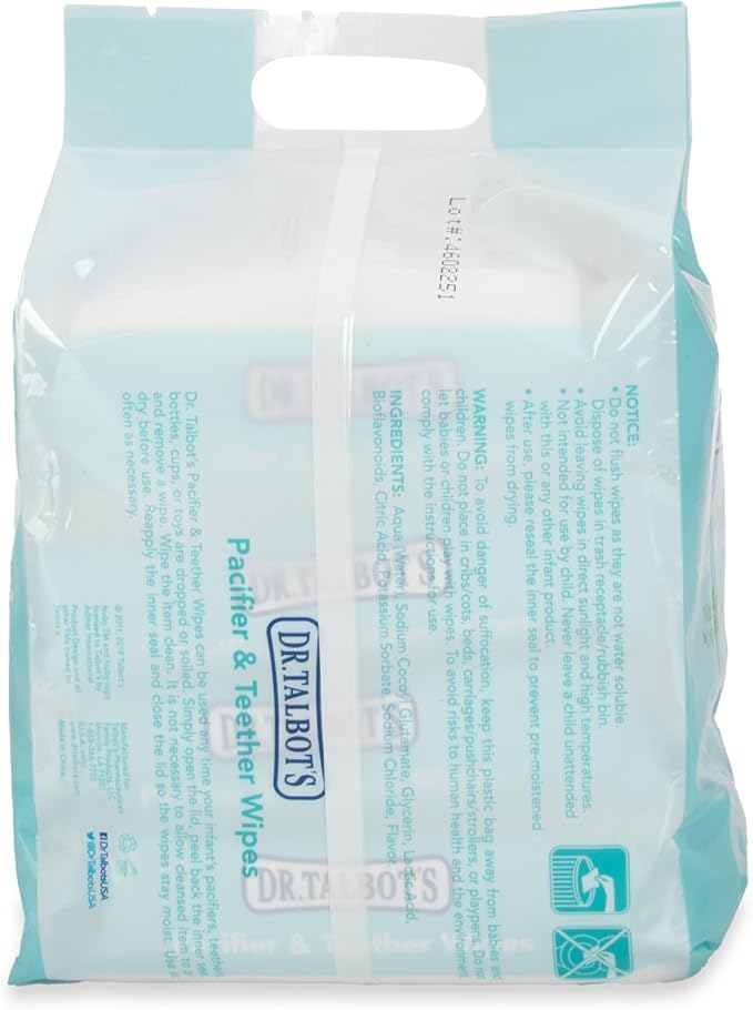 Dr. Talbot's Pacifier & Teether Wipes Naturally Inspired with Citroganix, Vanilla Milk (Pack of 4, 192 Count)