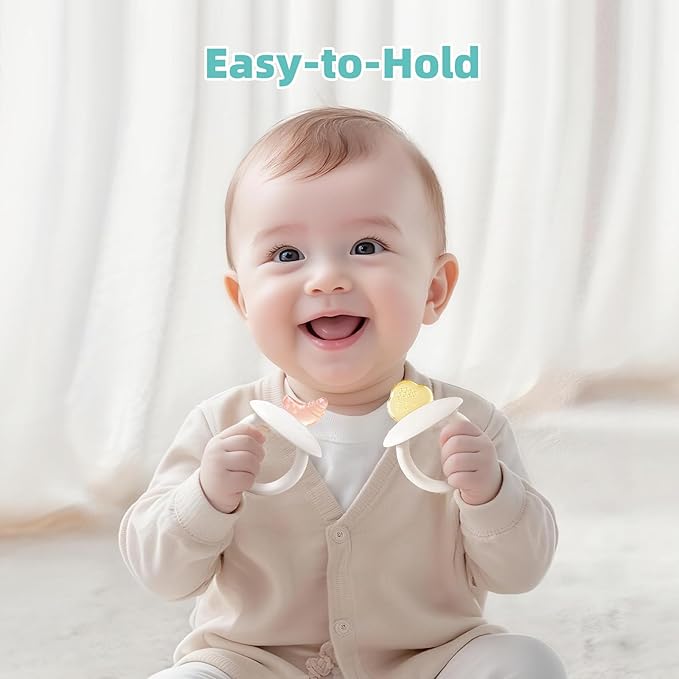 BumbleBee Soft Silicone Teething Toys Set, Easy to Hold Toy for Baby Teething Relief Soothes Sore Gums, Food Grade Silicone Teethers for Babies 0+ Months，2Pcs Set