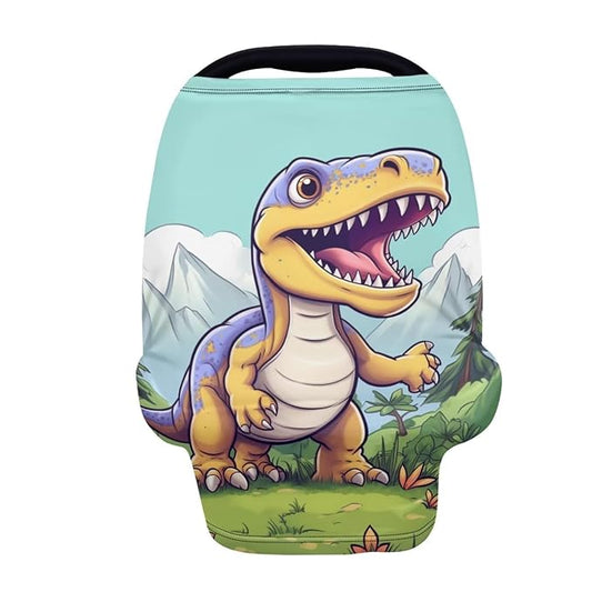 HUIACONG Cartoon Dinosaur Carseat Cover Scarf for Babies Car Seat Travel Bag Cute T-Rex Baby Nursing Cover Boys Infant Car Seat Canopy Girls High Chair Cover Breastfeeding Cover