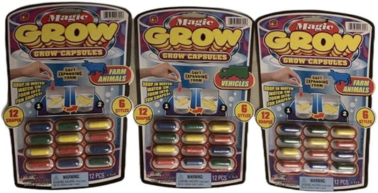 Ja-ru Toys, Magic Grow Capsules (1 Pack, 12 Units) Sea Creatures or Zoo or Farm Animals or Dinosaur. Expanding Foam Sponge Toy for Kids. Bulk Water Growing Bath Party Favors 305-1A