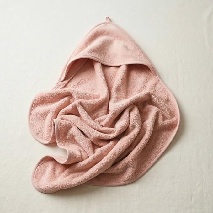 Hooded Baby Towels - 100% Organic Cotton Baby Bath Towels, 32" x 32" Super-Soft and Absorbent Baby Towels for Newborn 2-Pack (Blush/Baby Blue)