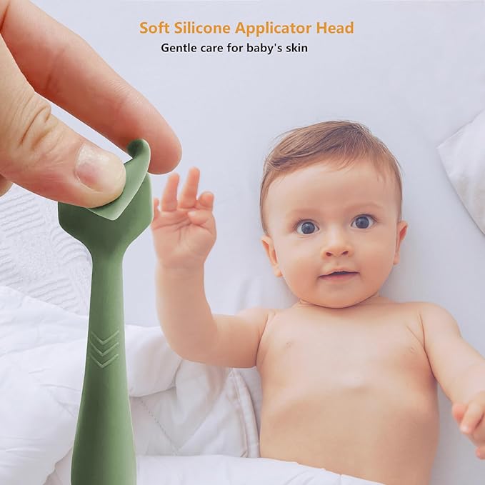 Baby Diaper Cream Spatula Applicator, 4 Pack Butt Paste Spatula Diaper Cream Brush for Newborn Baby, 2 Large and 2 Mini Sizes (Green, gray)