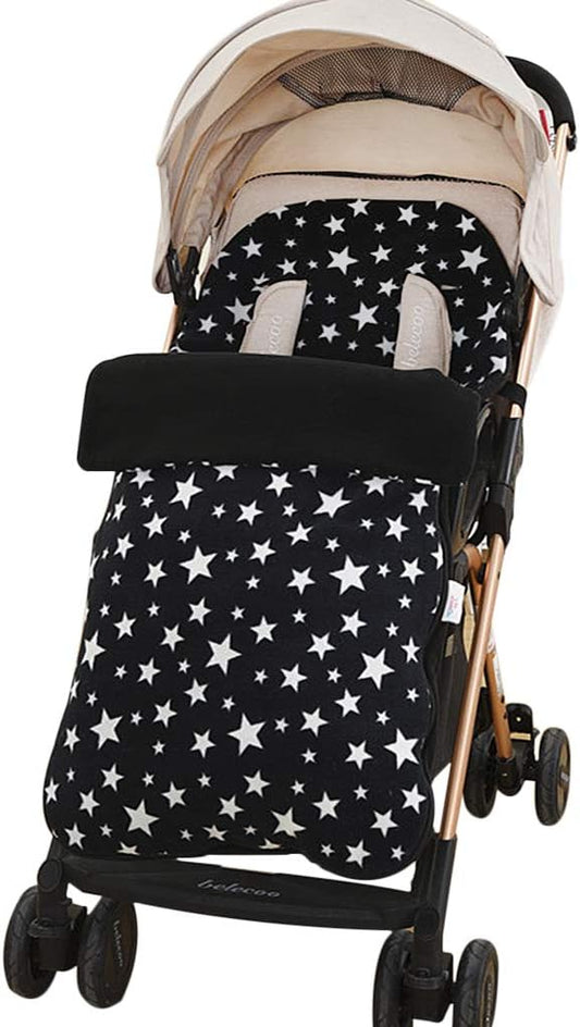 RUIXIA Winter Warm Thick Fleece Baby Stroller Sleeping Bag Detachable Universal Waterproof Toddlers Bunting Double Zipper Closure Footmuff Newborn Infants Swaddle Blanket Pram Wrap (Black Star)BAG910