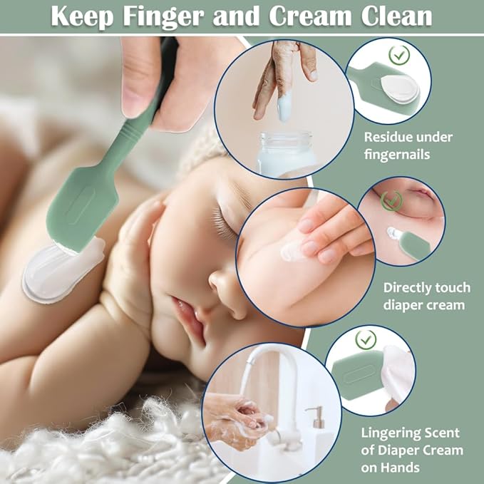 Baby Diaper Cream Spatula,3 Pack Silicone Diaper Cream Applicator Baby Butt Paste Spatula Diaper Cream Brush for Newborn Baby, 1 x Large Size (Green&Blue&Khaki)