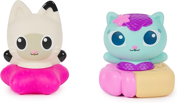 Gabby’s Dollhouse: Gabby Cat Bath Squirters, Mercat & Pandy Paws Floating Toddler Bath Toys for Girls & Boys Ages 3 and up