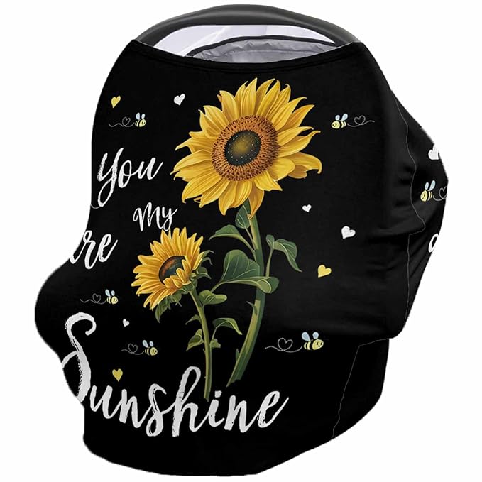 Sunflower Nursing Cover for Breastfeeding Scarf Super Soft Cotton Multi Use for Baby Car Seat Covers Canopy Shopping Cart Cover Blanket Stroller Cover