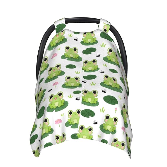 Frog Baby Car Seat Canopy Cover Multi Use Nursing Cover for Mom Nursing Covers Newborn Frog Shower Gift
