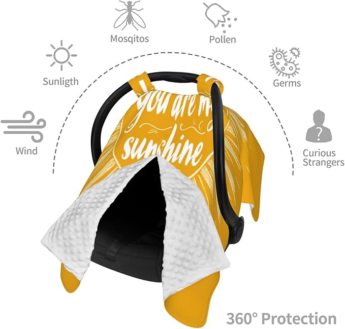 Heart-Shaped Sun You are My Sunshine Car Seat Covers for Babies, Infant Car Seat Canopy, Mom Nursing Breastfeeding Covers, Warm Carseat Canopy for Newborn