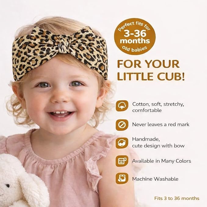 Baby Girl Headbands-Infant,Toddler Cotton Handmade Hairbands with Bows Child Hair Accessories