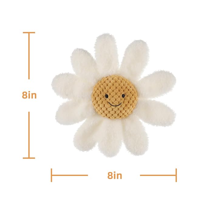 Apricot Lamb Baby Lovey Daisy Soft Rattle Toy, Plush Stuffed Flowers for Newborn Soft Over 0 Months (White Daisy)