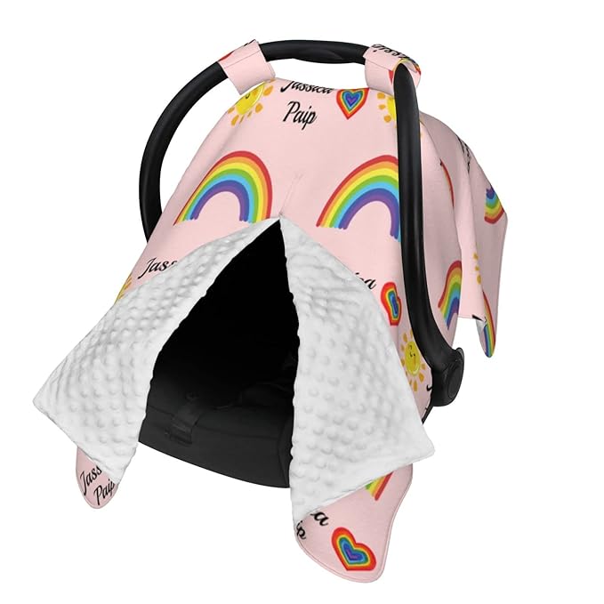 Personalized Baby Name Car Seat Covers for Girls,Nursing Custom Carseat Canopy for Babies Boy Winter Breastfeeding Cover Car Seat Canopies for Newborn Infant Toddler