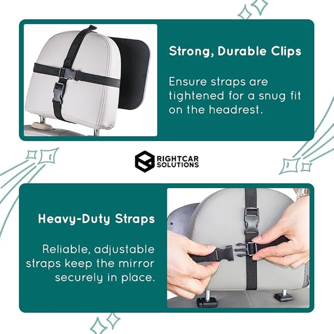 Rightcar Solutions Baby Car Mirror for Infant & Newborn | Rear Facing Car Seat Mirror | Shatterproof, Wide Crystal Clear View.