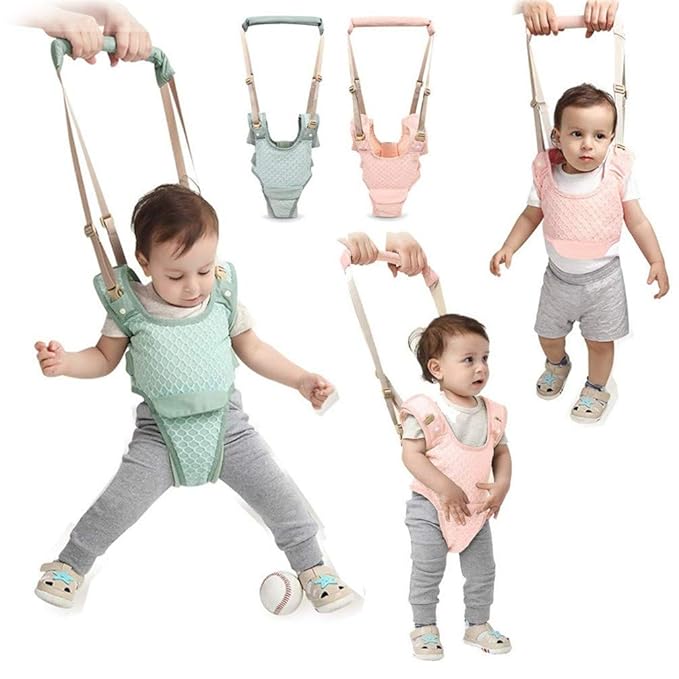 Baby Harness Belt for Toddler, Adjustable Handheld Stand Up and Walking Baby Walker Safety Harnesses, Pulling and Lifting Dual Use Infant Toddlers Walking Assistant Strap (Pink)