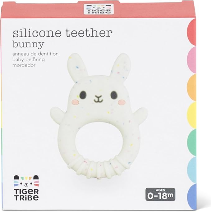 Tiger Tribe Baby Silicone Teether - Bunny Shape, BPA-Free, Soft Relief for Teething, Sensory Toy for Newborns and Infants 0-18 Months