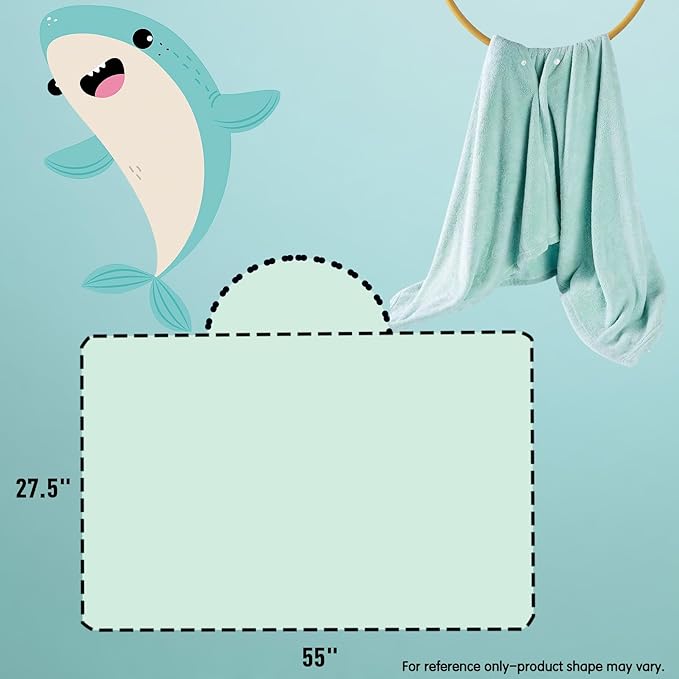 Toddler Baby Bath Towel with Hood 27.5"X55" Ultra Absorbent Soft Cozy Comfort Bathrobe Blanket, 0-6 Years Infant Shower Towel for Girls & Boys(Mist Tree)