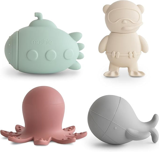 mushie Sealife Bath Toys Play Set for Toddlers | 100% Food Grade Silicone | Pack of 4