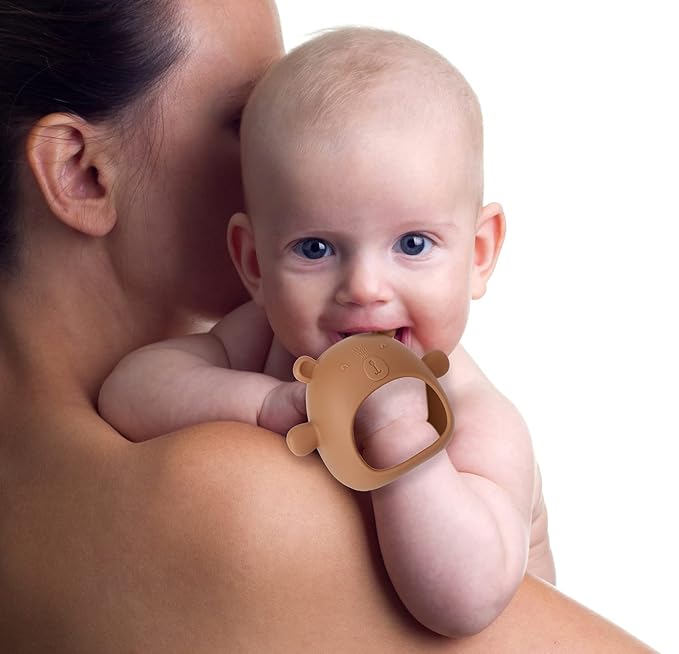 Silicone Baby Teether Toy for Infants 3+ Months, Anti-Drop Silicone Baby Mitten Teether for Soothing Teething Pain Relief, Baby Chew Toys for Sucking Needs, BPA Free, Moody Blue