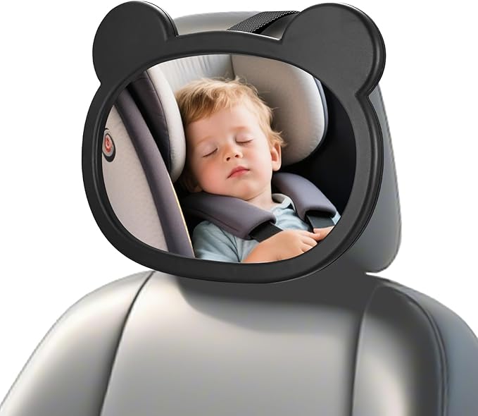 1 PcsBaby Car Mirror for Backseat, Safety Baby Car Seat Mirror for Rear Facing, Shatterproof Hook Clip Clear Wide View & 360° Rotation Baby Mirrors Essentials Accessories