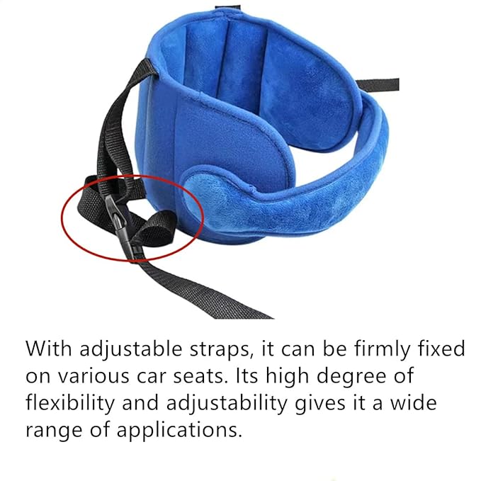 Car Seat Head Support Band, Adjustable Child Neck Relief, Infants and Baby Head Support (Blue)