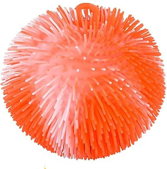 1 Orange and White Striped Multi-Color Tie Dye Swirl Jumbo 8" Puffer Ball - Sensory Therapy Fidget Stress Balls - OT Autism SPD (1 Orange/White)