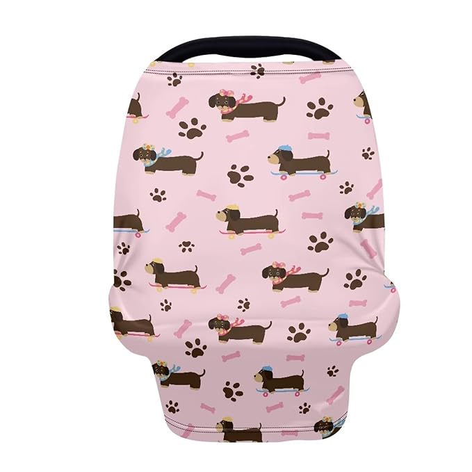 AFPANQZ Dog Paw Dachshund Nursing Cover Breastfeeding Covers Stretchy Babies Car Seat Cover Gender Neutral Soft Breathable Infant Carseat Canopy Shopping Cart Stroller Canopy for Baby