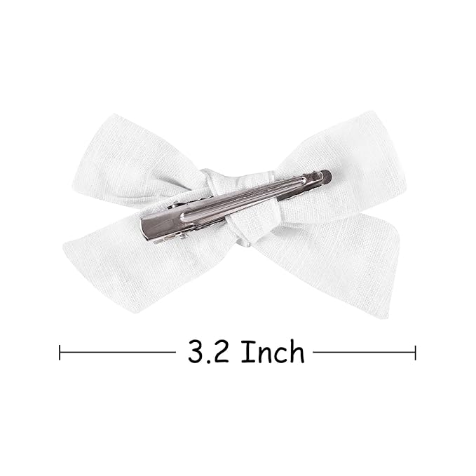 3.2 Inch Linen Baby Girl Hair Clips, Hair Bows for Toddler Kids, Alligator Clip Hair Accessories for Babies, Light Green