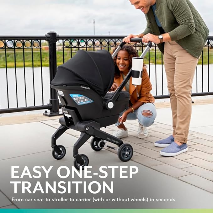 Evenflo Shyft DualRide Preemie and Infant Car Seat Stroller Combo 3-30lbs with Carryall Storage (Durham Green)