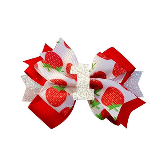 Strawberry Bow Hair Clips for Baby Girls,Birthday Party Decoration Strawberry Hair Clip,Red Bow Hair Barrettes Hair Accessories for Girls Baby Shower Gifts (Strawberry Bow1)