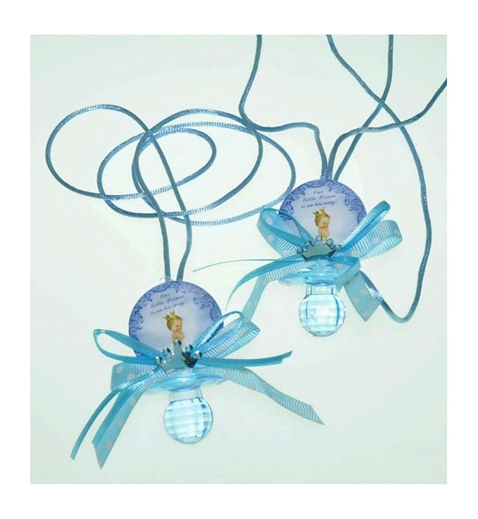 12 PCS Pacifier Crown Necklace Baby Shower Favor Prize Game Boy/Girl Decoration Recuerdos de Baby Shower (Blue)