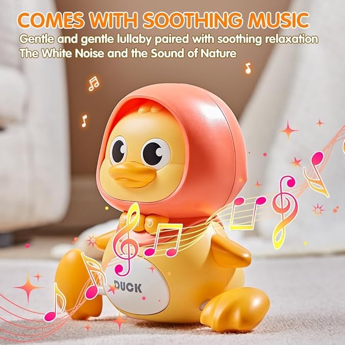 Baby Music Toy Duck Baby Belly Time Toys 12 Months Newborn Development Crawling Toy Glowing Walking Singing Toys 3-4 Years Old Boys and Girls Gifts (Yellow)