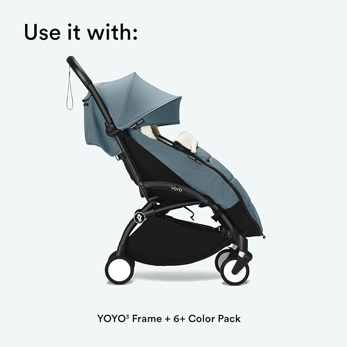 Stokke YOYO Footmuff, Aqua - Sherpa Lining & Fleece Hood with Drawstring to Keep Baby Warm - Includes Carrying Bag - Machine Washable