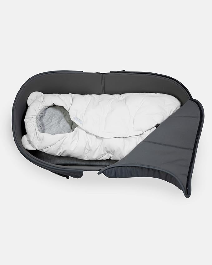 7AM Enfant Baby Car Seat - Nido Quilted Baby carier Cover, Hooded Soft Plush Lining, Stroller | (Whisper White, Small 0-6M)