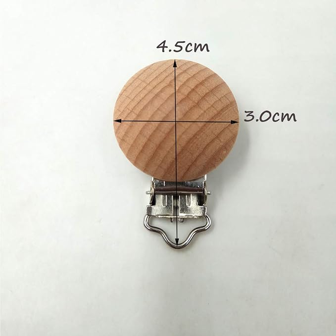 Natural Beech Wood Pacifier Clips Grasping Toy Suspender Clips Charm DIY Wood Pacifier Clip Holder Accessories (3cm withouthole)