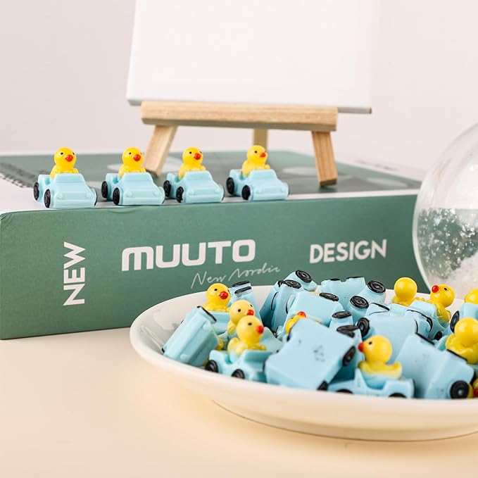 30pcs Duck in a Car Miniature, Resin Mini Ducks Car Dashboard Decor Mini Car Ducks Miniature Garden Decor for Home Garden Car Office Decor(Blue)