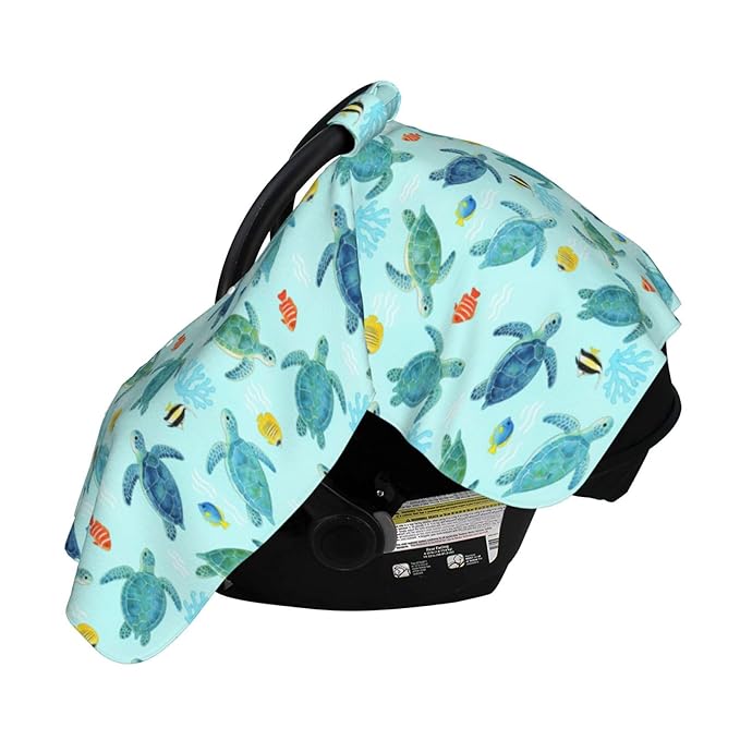 Sea Turtle Baby Car Seat Canopy Cover, Stroller Cover for Infant Toddler Ocean Beach Theme Stuff for All Seasons