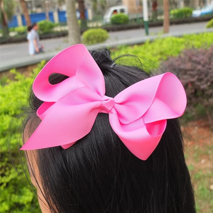24 Pack 6 Inch Hair Bow Clips for Little Girls Grosgrain Ribbon Bow Alligator Clip Toddler Baby Girl Kids Teens Jojo Bows Hair Accessories (24 Colors/6 Inch)